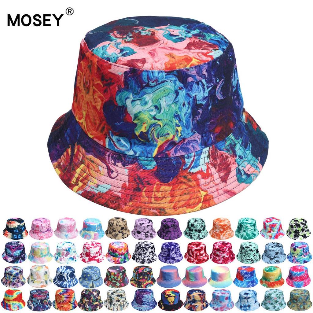 Europejsko-Amerykański Kapelusz Bucket Tie-Dye Chroniący Przed Słońcem: Dwustronny Design Graffiti dla Mężczyzn i Kobiet