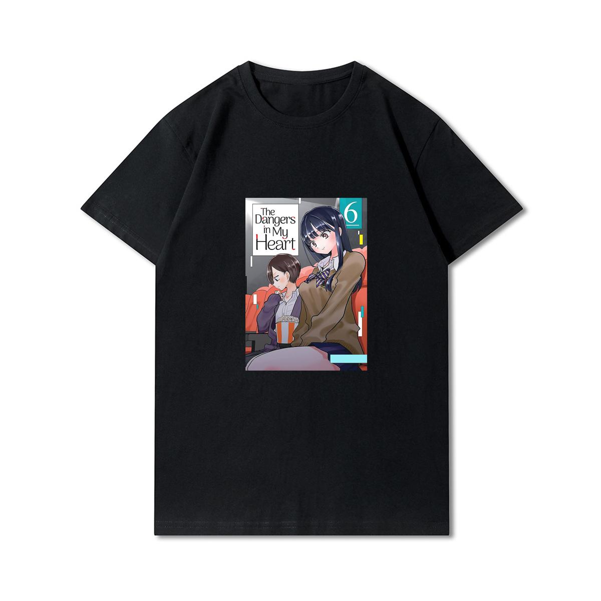 

Аниме «Опасности в моем сердце», летние повседневные черные хлопковые топы с короткими рукавами и принтом, женские футболки с круглым вырезом и котами, футболки с мультяшным рисунком XXXL