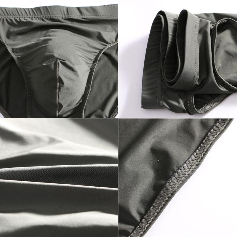 Ice Silk Underwear Low Waist Thongs Men Sexy Briefs Sexy Style Solid Color