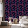 Neon Glitter Hearts Wallpaper Black and Navy Blue 50x1000