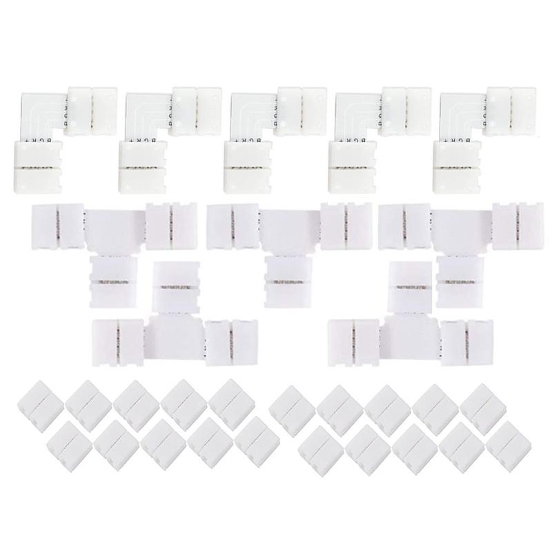 

30 Pcs 4 Pin for T/L Shape LED Light Strips Connector Solderless Adapter Right Angle Corner Connectors Terminal Extensio 1