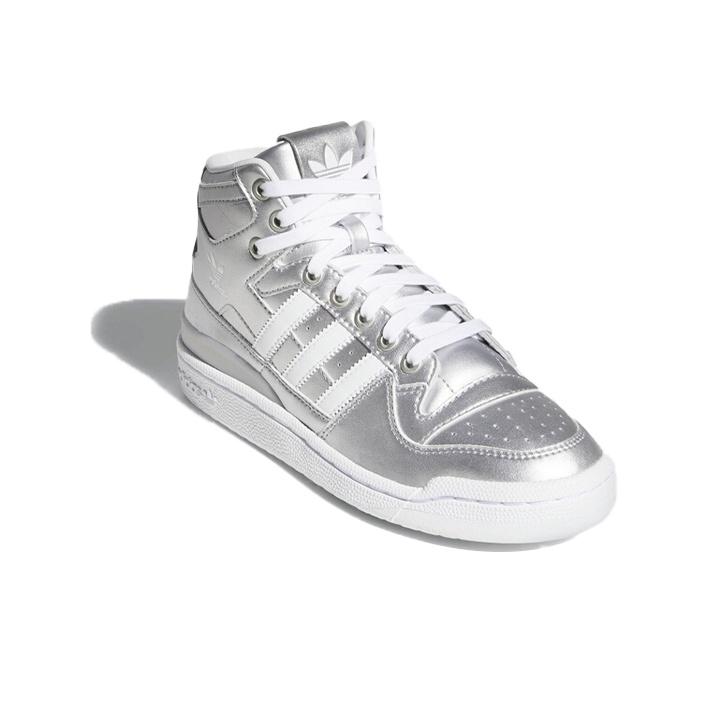 adidas Originals Forum Mid Syntetická kůže Vysoké tenisky Dámské tenisky Stříbrné D98185