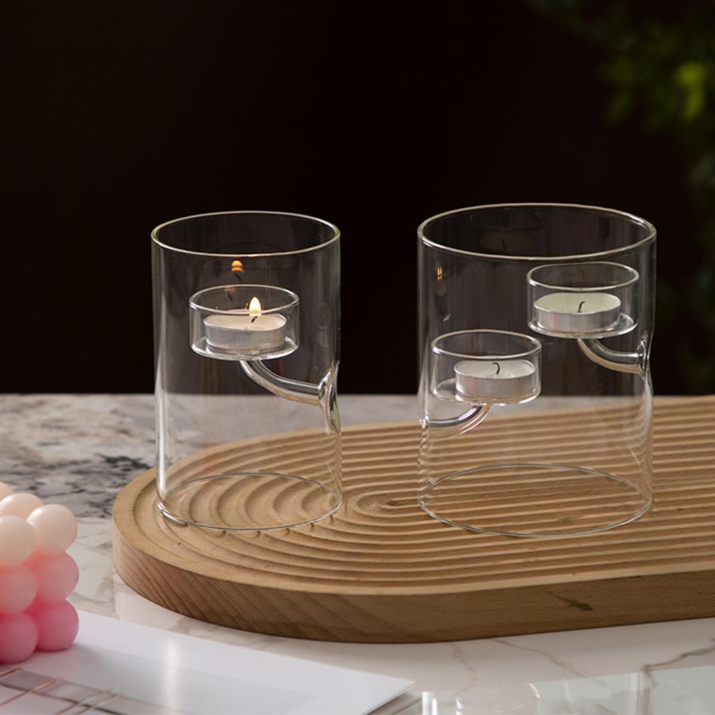 Cylinder Glass Candle Holder Tealight Stand With Windproof Design For Wedding Centerpieces Home Decors Tabletop Art