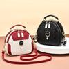 Geometric Embossed Crossbody Bag, Small Color Contrast Handbag, Cute Cat Dome Shoulder Purse