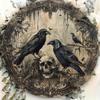 Gothic Raven Metal Art Mystical Forest Wall Decor Indoor Outdoor Hanging Plaque