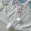 Ballet Style Solid Color Bow Mid Tube Socks Summer Cotton Lightweight Breathable Fashionable Soft Comfortable Casual Women Socks
