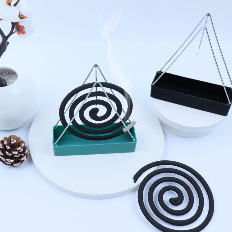 Creative Sandalwood Mosquito Coil Holder with Ash Catcher - Wrought Iron Triangle Incense Burner Tray