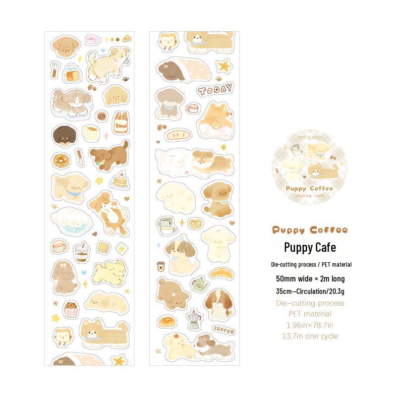 MòMò PET Die-cut Tape: Cute Kitten & Puppy Pattern, Open for Business Series