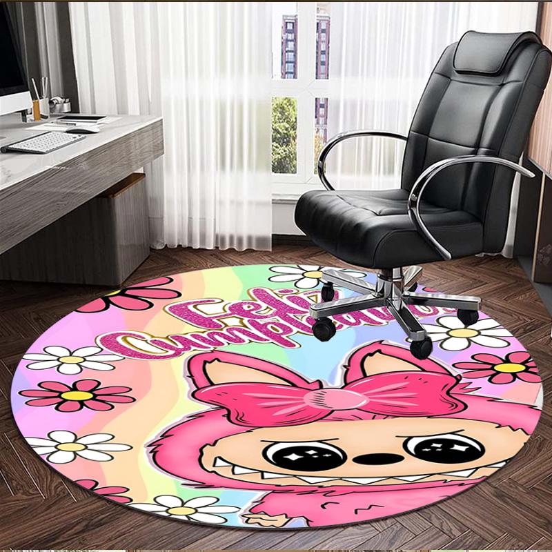 Labubu Print Round Rug, Washable Floor Carpet, For Entryway Dorm Laundry Room Office Study, Home Decor Birthday Christmas Gift