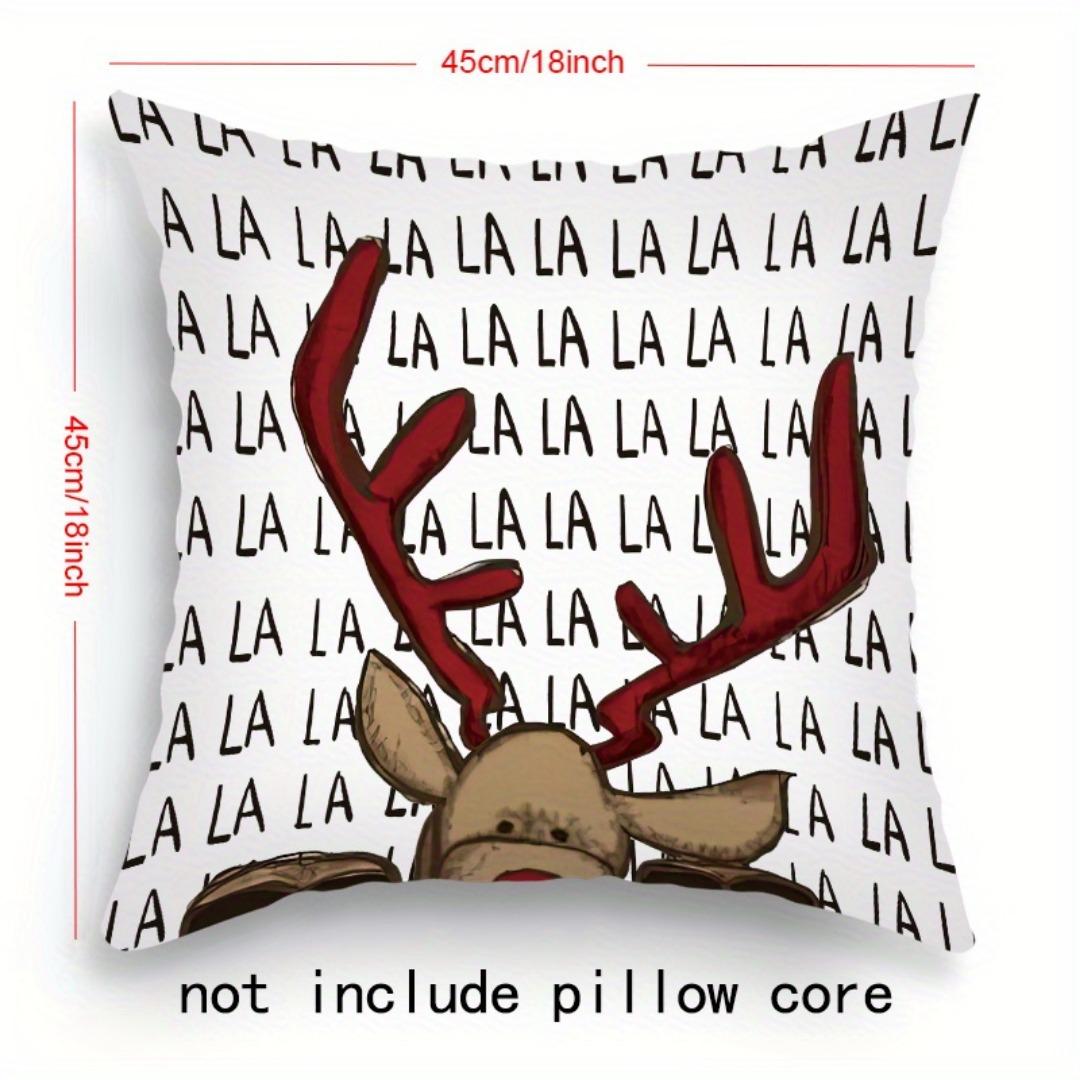 

1pc White Christmas Cushion Cover Santa Claus Deer Print Durable Cover 2025 New for Home Ornament Xmas New Year Christmas Decor 45x45cm