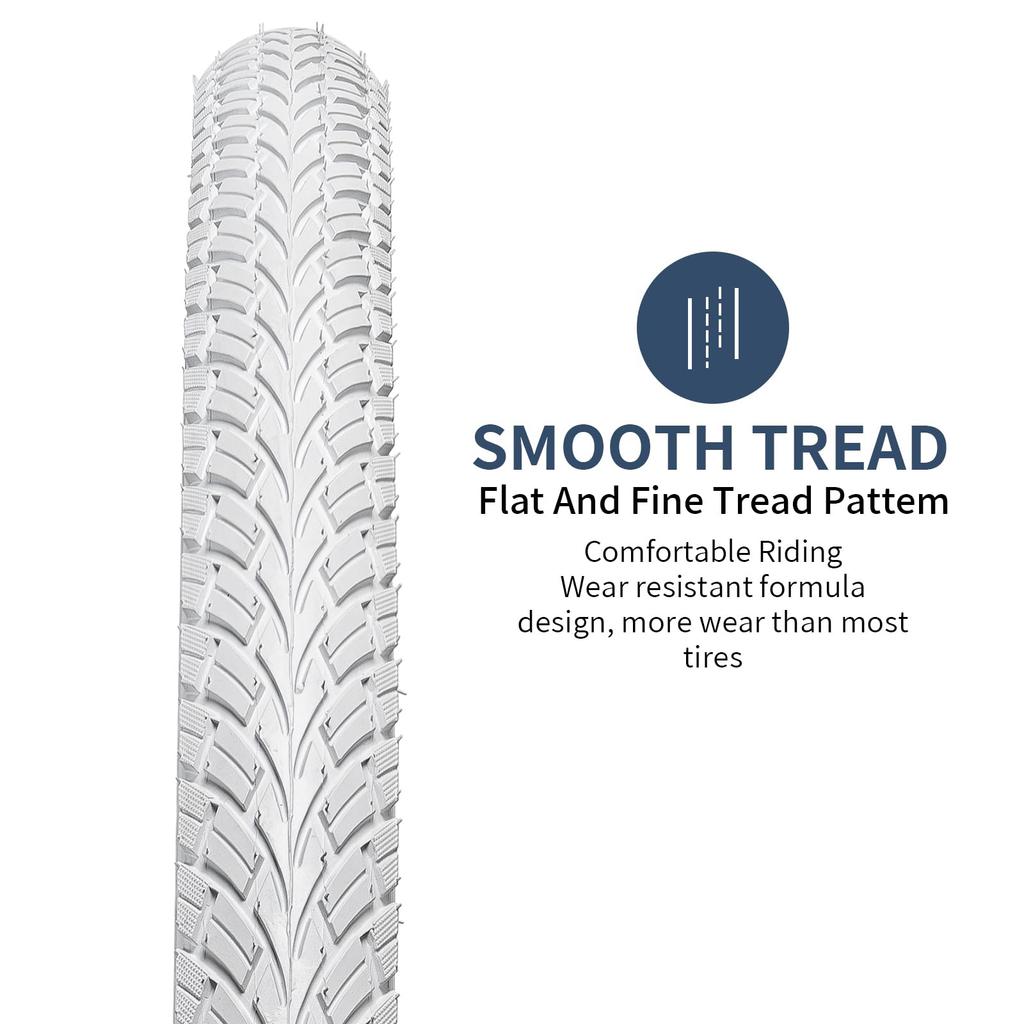 YunSCM Set of 2 700x35c Tires, 37-622 Color Tires, 48mm American Valves, Rim Tape, and Tire Lever Sets, for Road and Cross Bikes, Y-5001 (White)