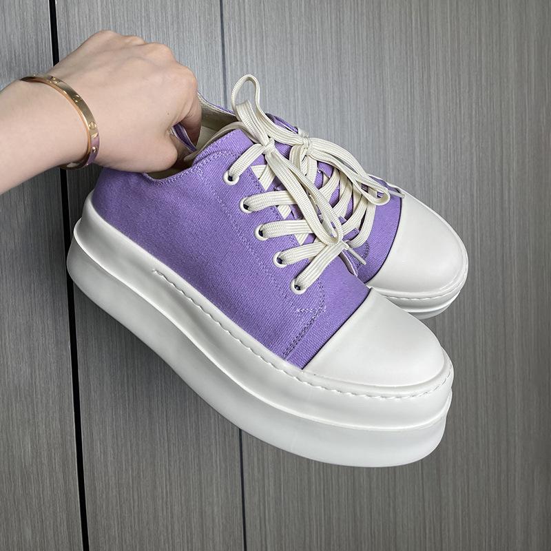Fashion Men's Platform Canvas Sneakers Chunky Sole Elevator Shoes Multiple Colors Comfortable Lace-Up Casual Breathable Fashion Shoes