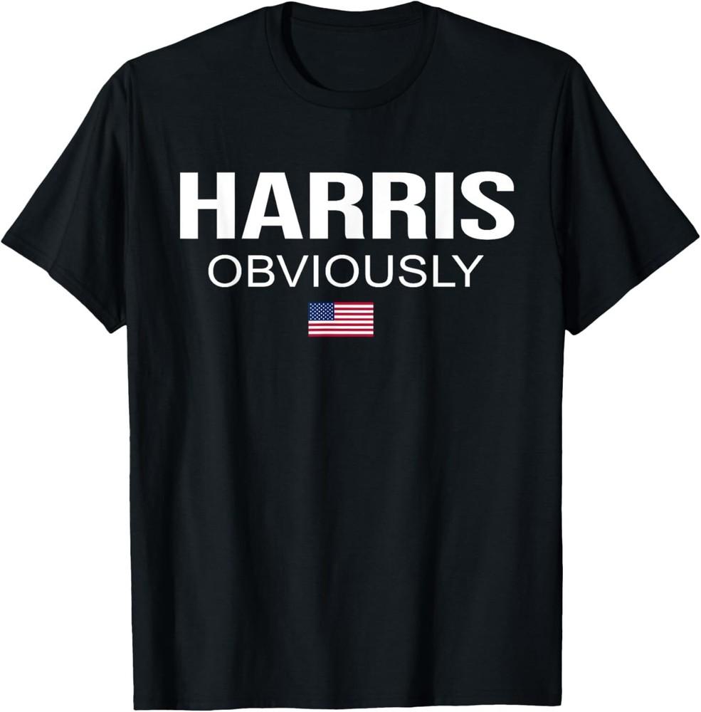 

Harris Obviously For President 2024 Kamala American Flag T-Shirt 4XL