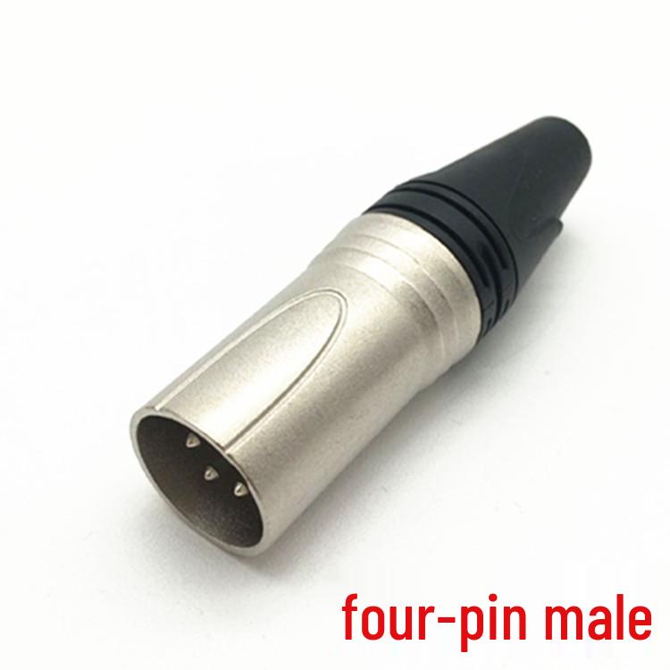 4-core Internal Thread XLR Male Microphone Connector, Copper Pin, Tin-Plated Cannon Audio Head