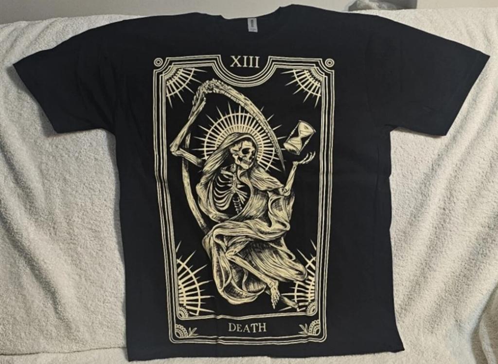 DEATH NUMBER THIRTEEN 13 TAROT CARD SKELETON GRIM REAPER T-shirt