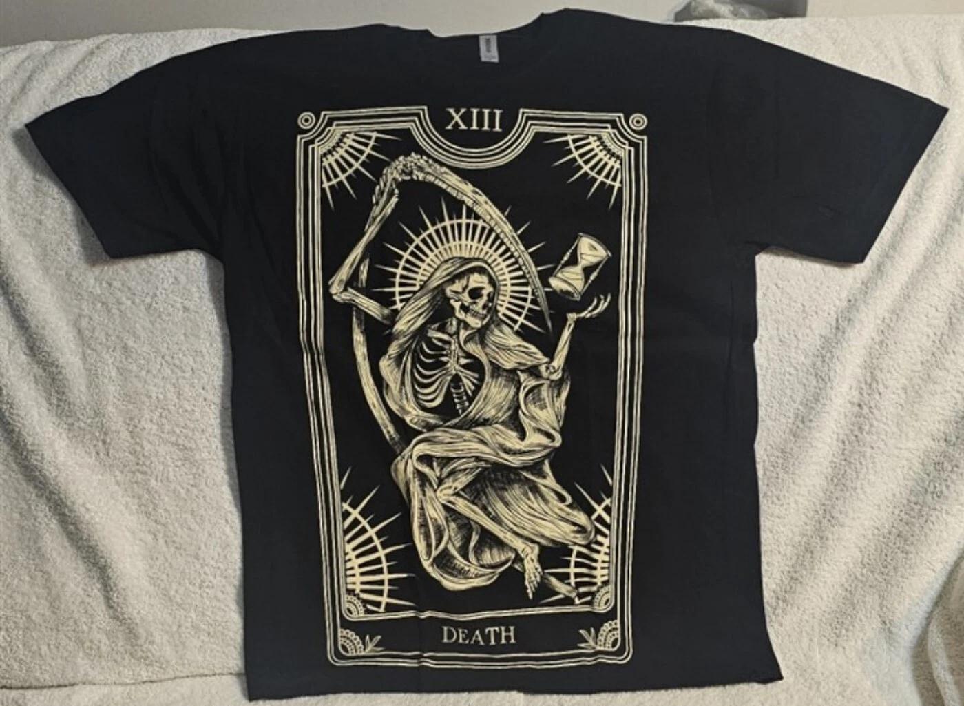 

DEATH NUMBER THIRTEEN 13 TAROT CARD SKELETON GRIM REAPER T-shirt S