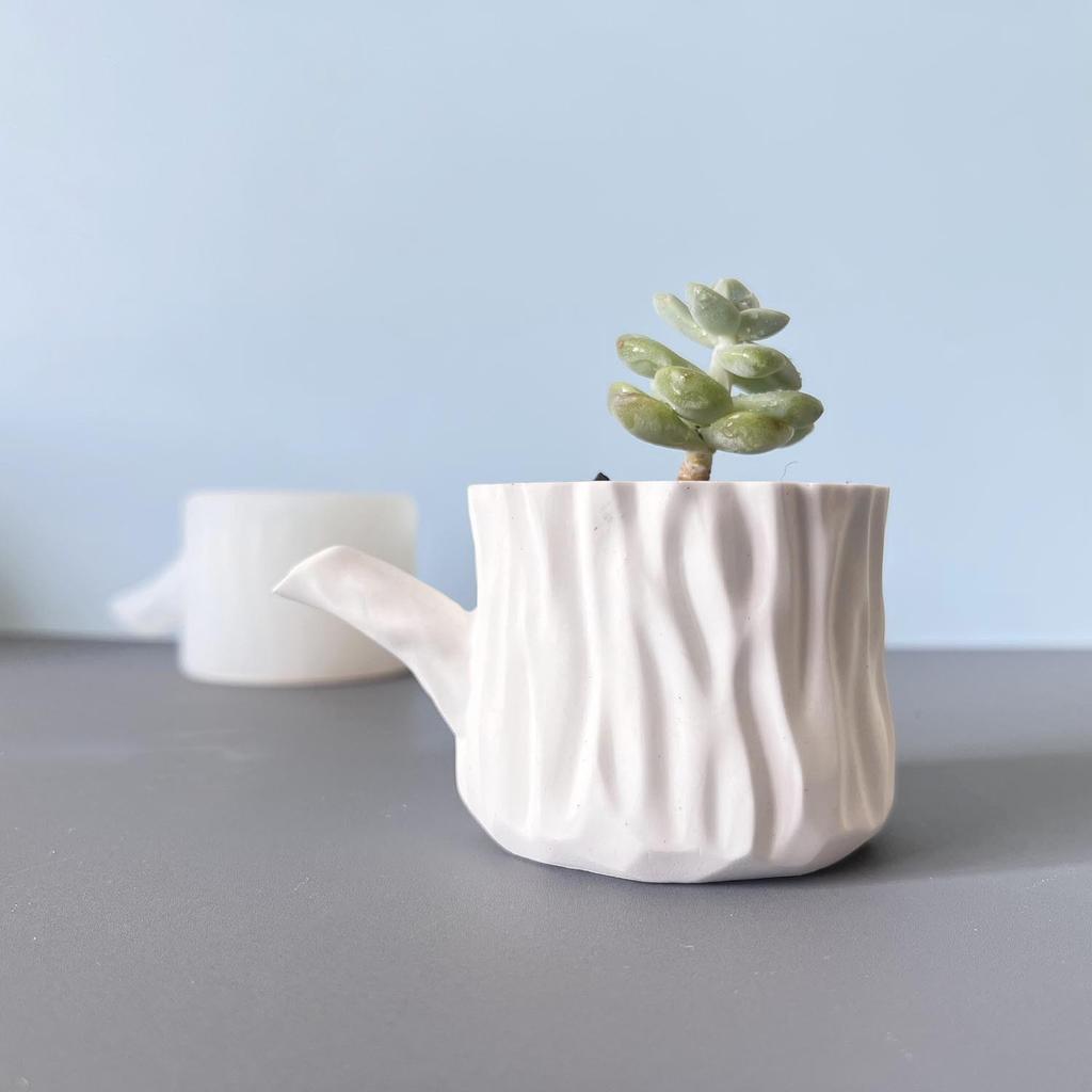 Stump Cup With Handle Silicone Mold Stump Aromatherapy Candle Cup Plaster Vase Silicone Molds