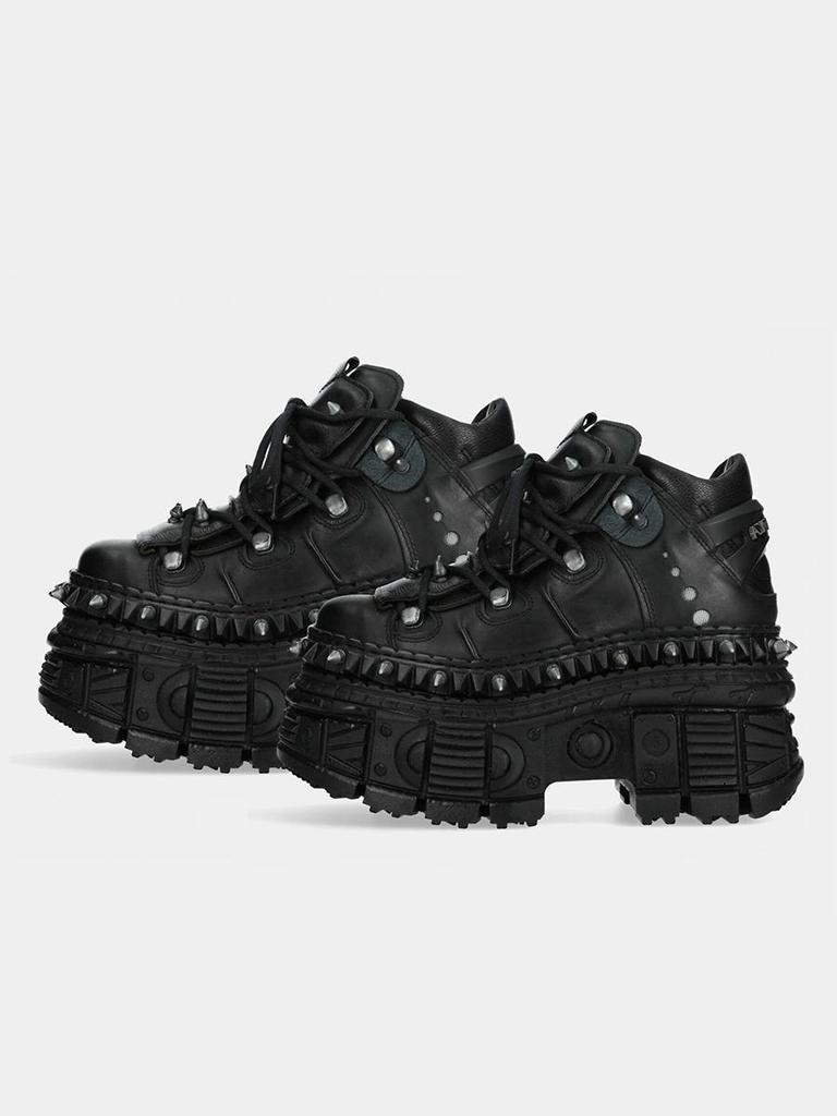 2025 New Punk Style Women Shoes Lace-up Heel Height 10CM Platform Shoes Woman Metal Decor Woman Sneakers Gothic Ankle Rock Boots