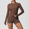 Double-sided Brushed Solid Color Tight Zipper Jacket Yoga Suit Sports Running Fitness Suit For Women