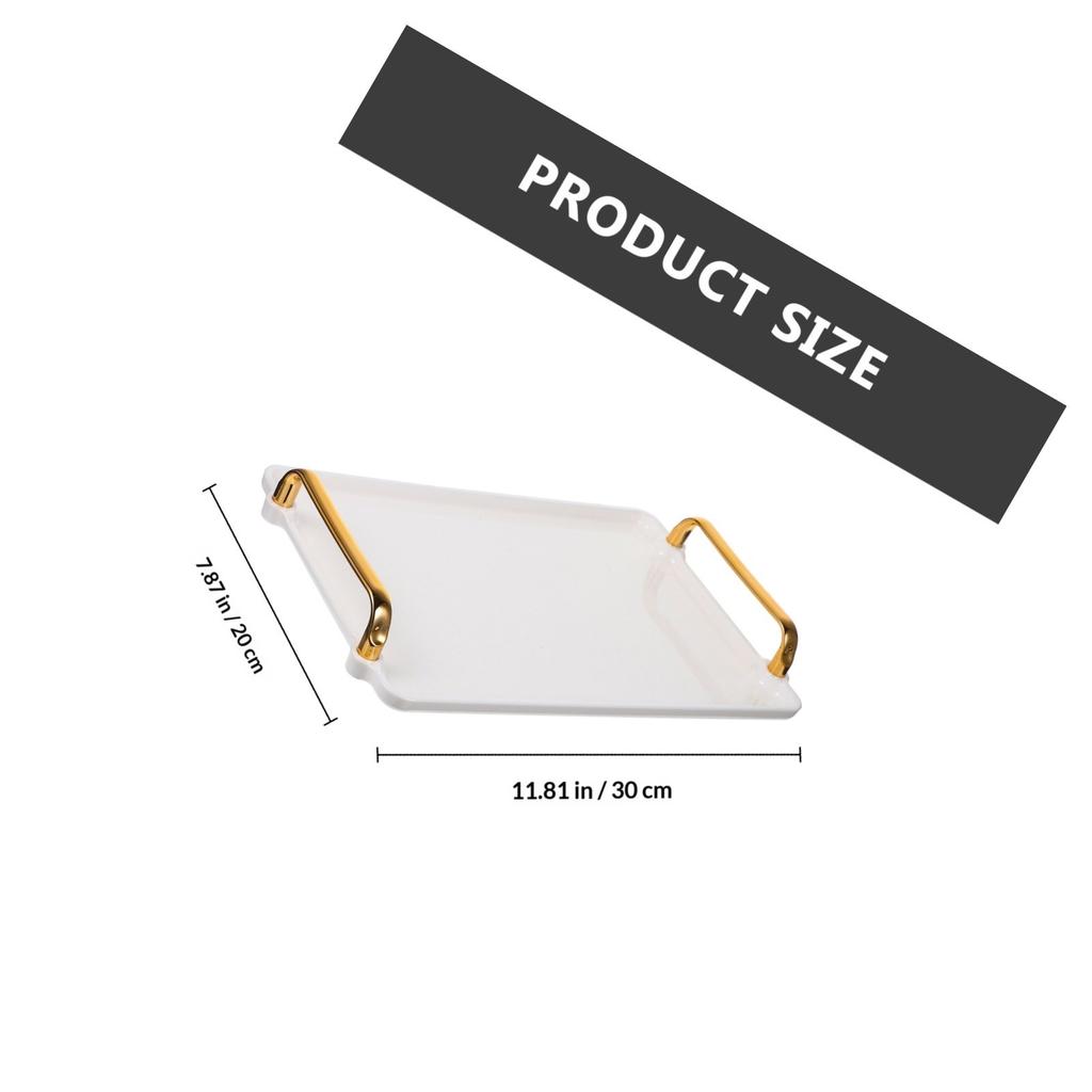 Large Plastic Rectangle Serving Tray Handles Coffee Table Tea Tray Household Storage Snack Fruit Decorative Teaware Accessory