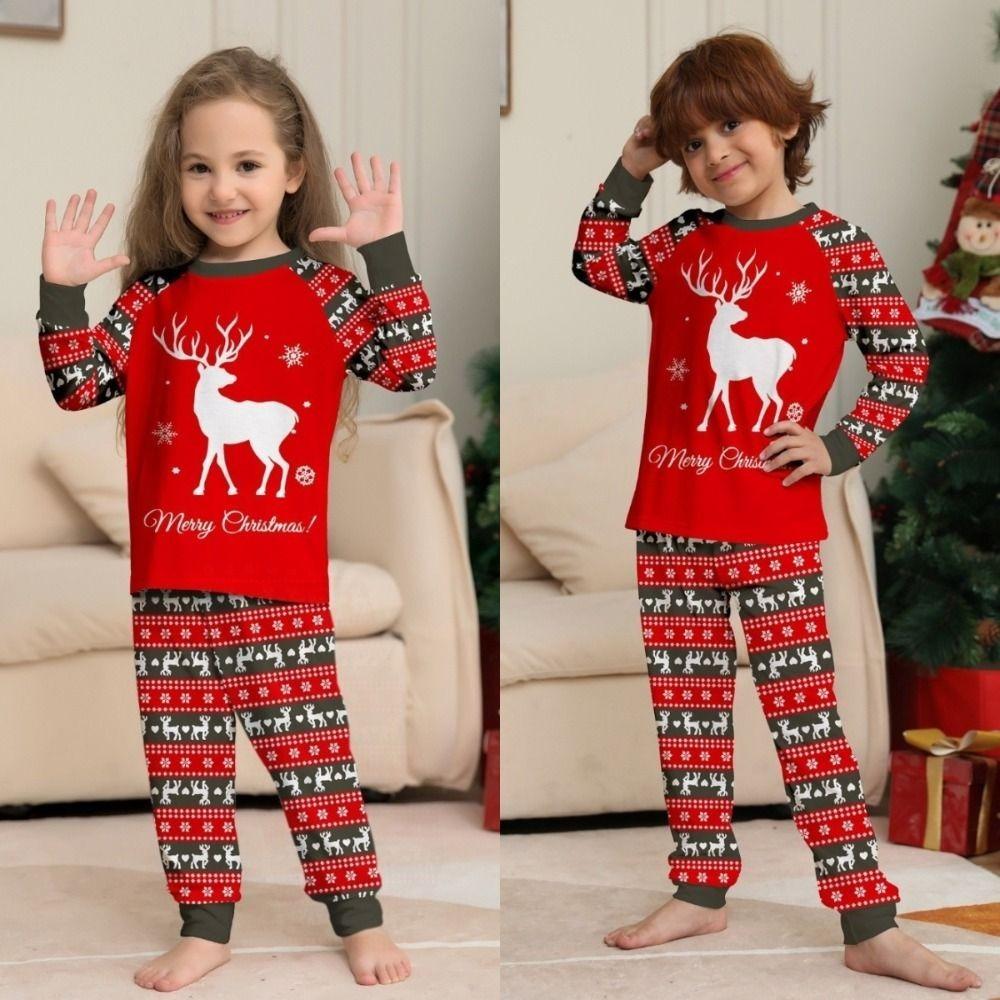 New Christmas Family Matching Outfits Cartoon Printed Parent-child Christmas Pyjamas Set Soft Loose Adult Kids Loungewear Winter