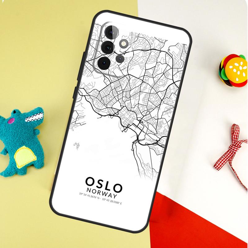 London Country Sketch City Map Case For Samsung Galaxy A54 A34 A24 A14 A12 A22 A32 A42 A52 A72 A52S A51 A71 A13 A53 Cover