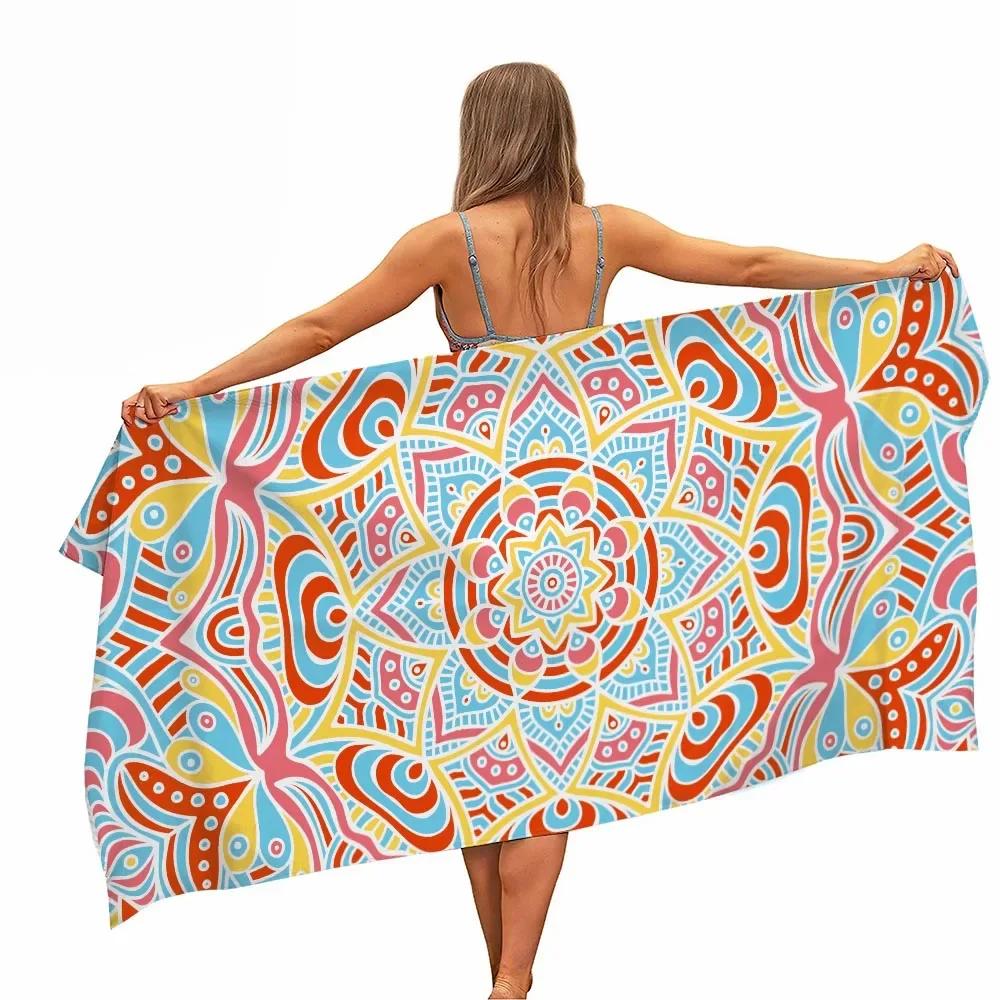 Bohemian Stijl Microvezel Zwembad Strandlaken Draagbaar Snel Droog Zand Buiten Reizen Zwemdeken Dunne Yogamat Voor Vrouwen Mannen 50x100cm(20x40in)