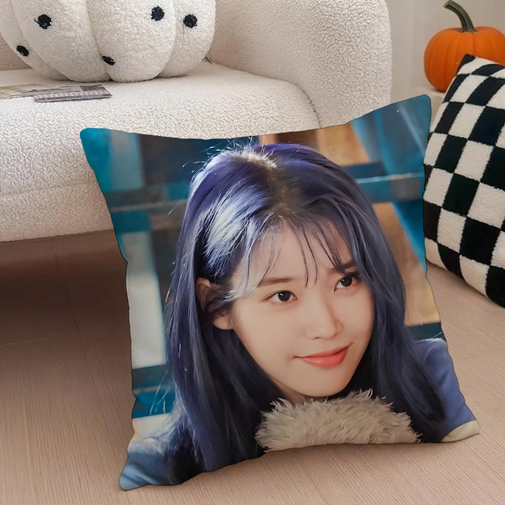 Sweet Korean Singer Beautiful Actress IIU Cushion Cover Throw Pillow Cover Hidden Button Durable Polyester Chair Cushion