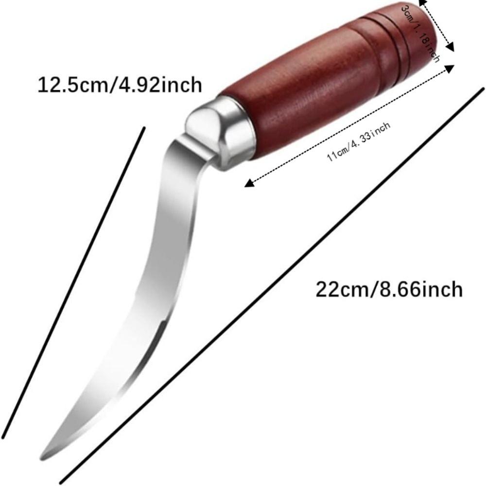 Wooden Handle Coconut Scraper Knife Brown Silver Shell Opener Coconut Opener Tool  Multi-Purpose