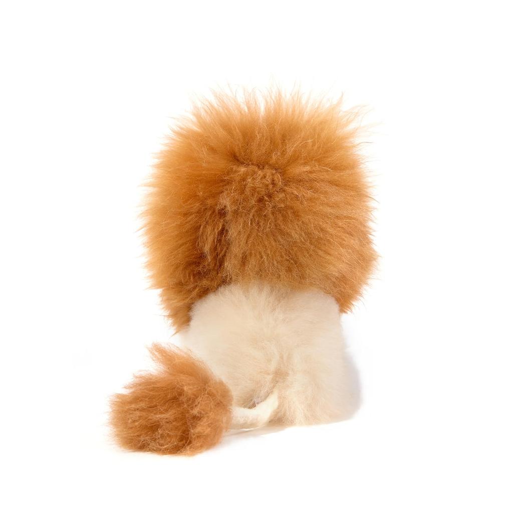INJOI Plush Animal, Natural Alpaca Fur, Rare, Fluffy, Handmade, Cute, Perfect Gift for Anniversaries and Special Occasions (Lion, 30cm, Natural,