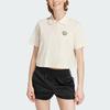 Adidas Originals Cropped Polo Shirt Cartoon Logo Embroidery Detail Sports Short Sleeve Polo Women Tops Wonder-White IN4141