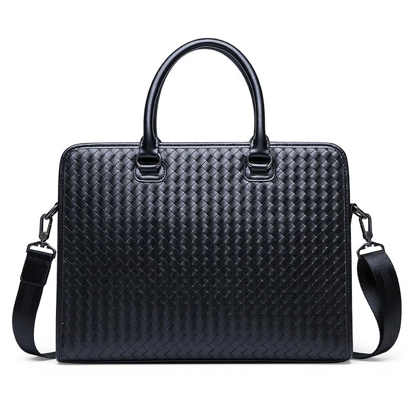 New trendy fiber woven portable horizontal men's briefcase computer bag single shoulder diagonal span bag crossbody