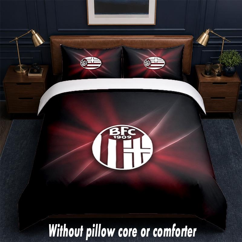 Bologna FC Design Bed Bedding Set 1 Duvet Cover + 2 Pillowcases Soft Breathable Household Bed Linens
