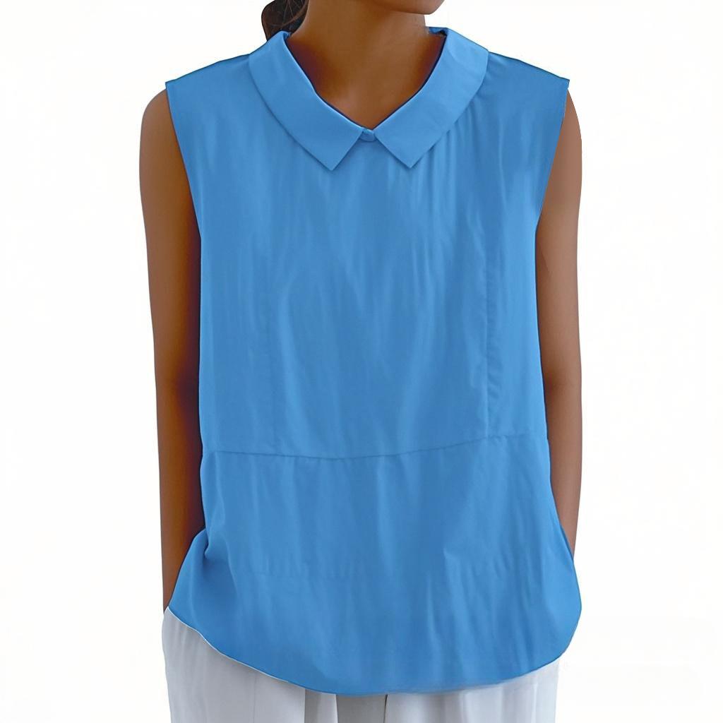 

Вільні топи без рукавів з бавовни та льону Жіночі блузки та сорочки M яскраво-синій колір