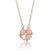 Women's Japanese Korean Folding Fashion Two-Wearing Four-Leaf Flower Heart-to-Heart Clavicle Necklace Zircon Copper Water-Wave
