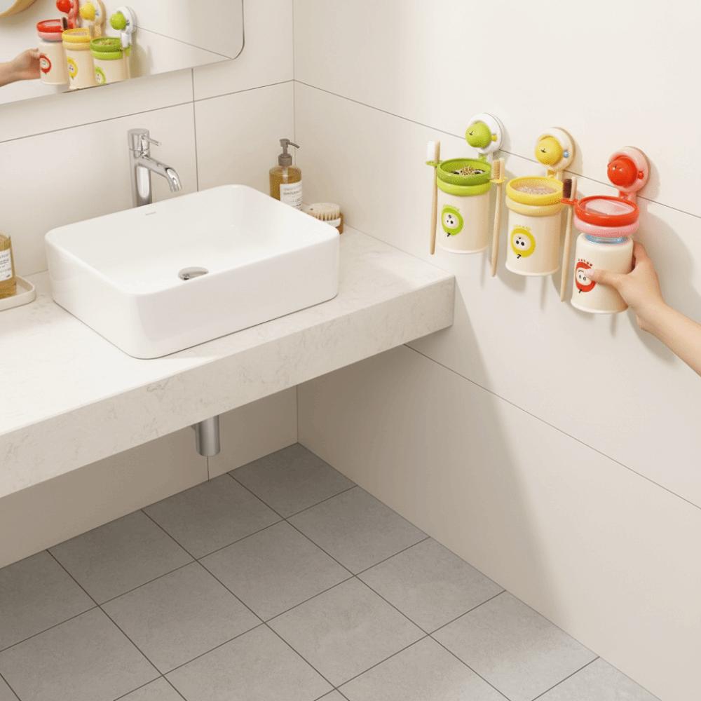Cartoon Wall-Mounted Holder Detachable Magnetic Mouthwash Cup  Kitchen