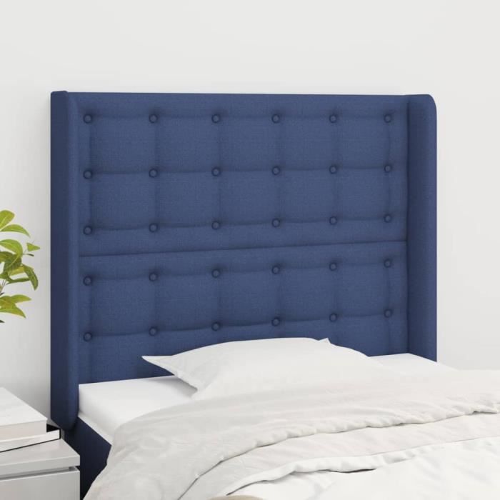 VidaXL Headboard with Ears Blue 83x16x118-128 Cm Fabric3119994