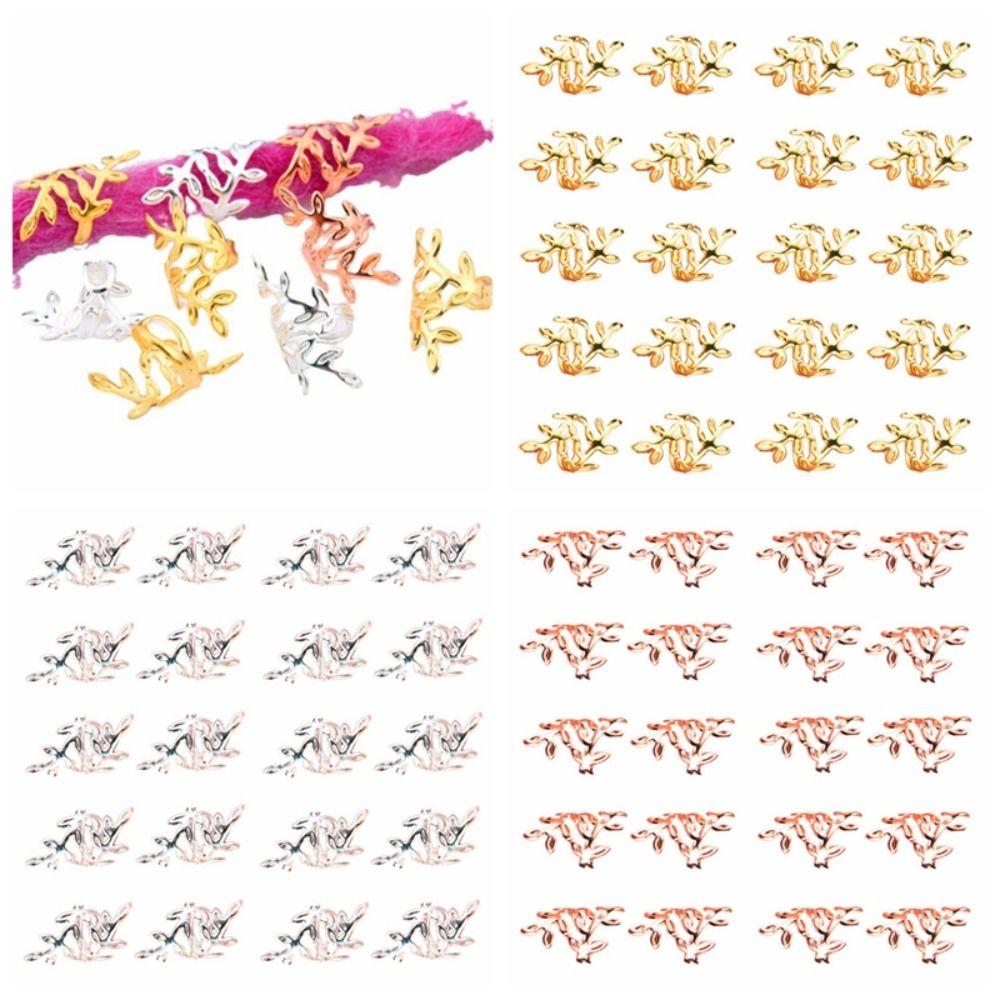 20pcs Leaf Headwear Hair Braid Tubes Metal Cuff Clips Braids Hair Beads  for Women Girls