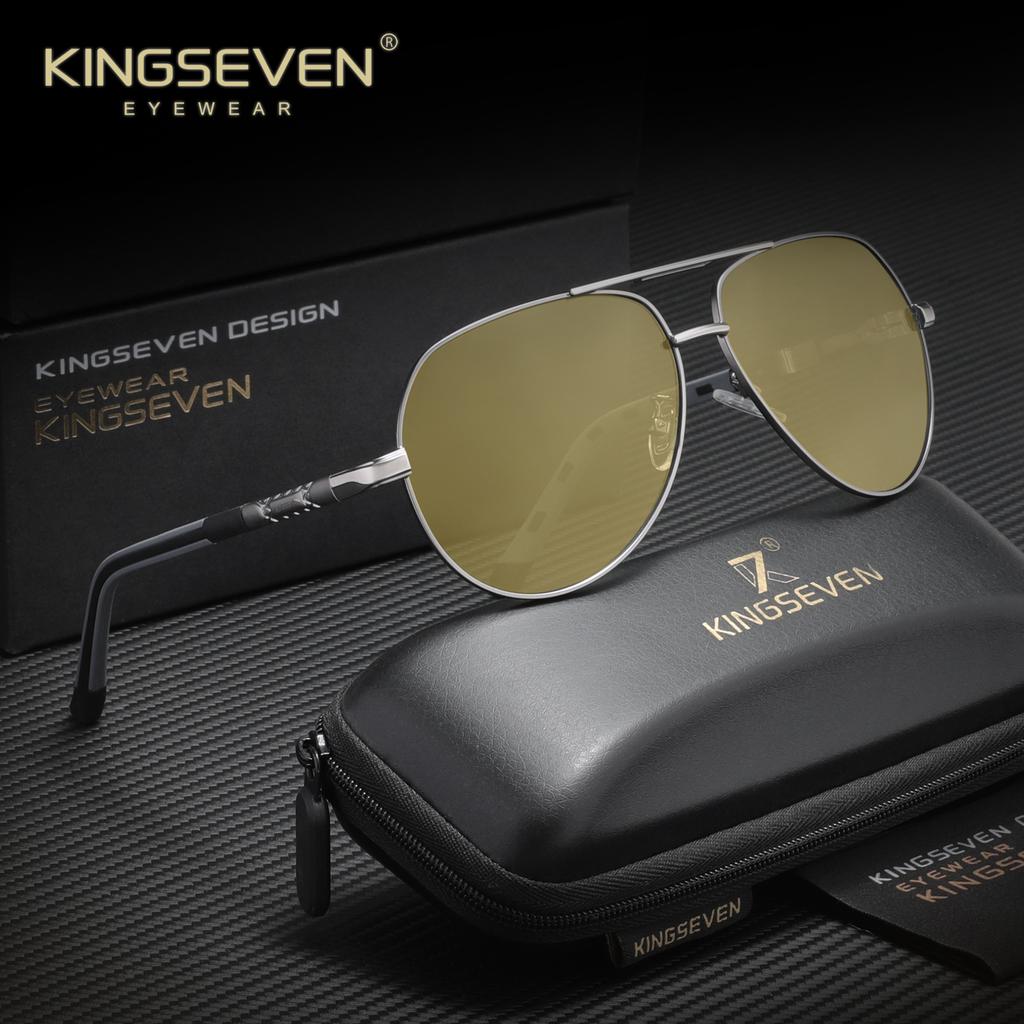 KINGSEVEN Classical Pilot Sunglasses Men Women Fashion Vintage Outdoor Travel Anti-Glare Polarized UV400 Summer Male Eyeglasses