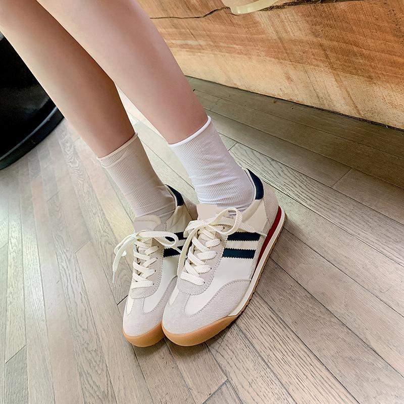 Leather Retro German Training Shoes Women's New Versatile Inner Height Increase Single Shoes Color Matching Soft Sole Breathable Casual Forrest Gump