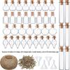 50 Mini Glass Wishing Bottles with Corks, Funnel, Hemp Rope & Horn Nails