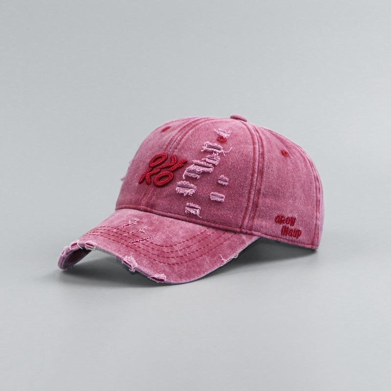 

Retro ripped baseball cap women s spring and summer cowboy hat versatile big head circumference showing face small hat tide розы красного