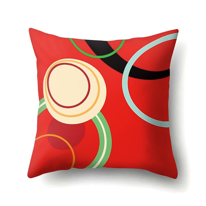 Polyester Pillow Case Car Black and Red Geometric Circle Lines Decorative Home Print Pillow Bedside Cushion Cover