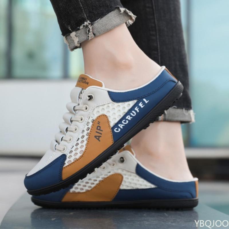 Summer Slippers for Indoor and Outdoor Wear Home Decor Men's Fashi Soft Soled Semi Slippers Large Size Hooded Slippers Men's