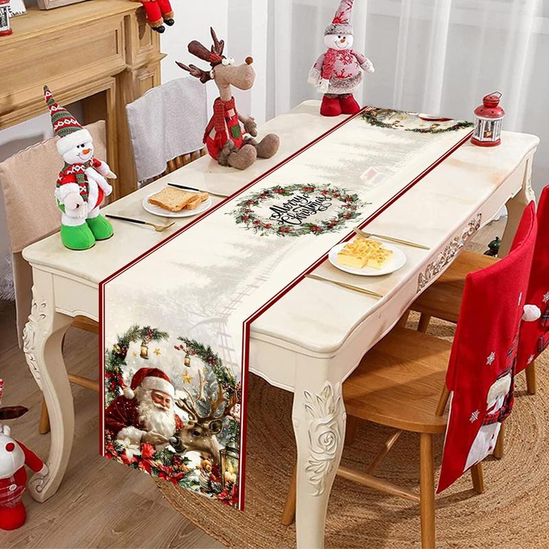 Weihnachts-Tischläufer im Vintage-Stil Retro Weihnachtsmann Tischdecke Weihnachtsdekorationen für Zuhause 2026 Navidad Noel Geschenk Neujahr 2026