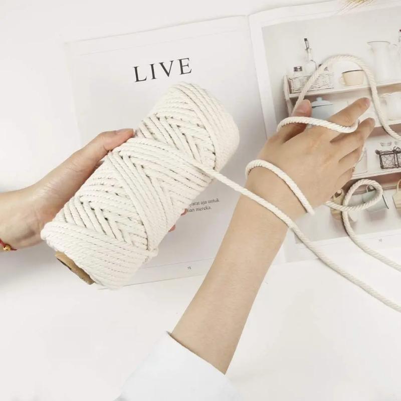 Handmade Macrame Cord Boho Decor 1/2/3/4/5/6mm Beige Cotton Cord Rope Twisted String DIY Home Wedding Decoration Supply