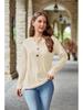 2024 Autumn Winter New Women Long Sleeve T-shirts Ladies Fashion Buttons V-neck Knitted Tee Shirt Female Solid Color Casual Tops