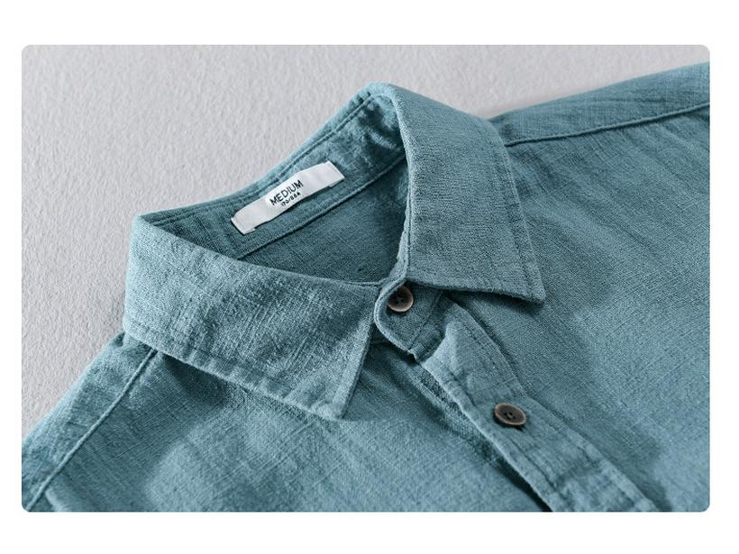 Men's Ramie Long-Sleeve Shirt - Spring/Autumn Casual Loose Fit, Youth Classic Style (Model 9798)