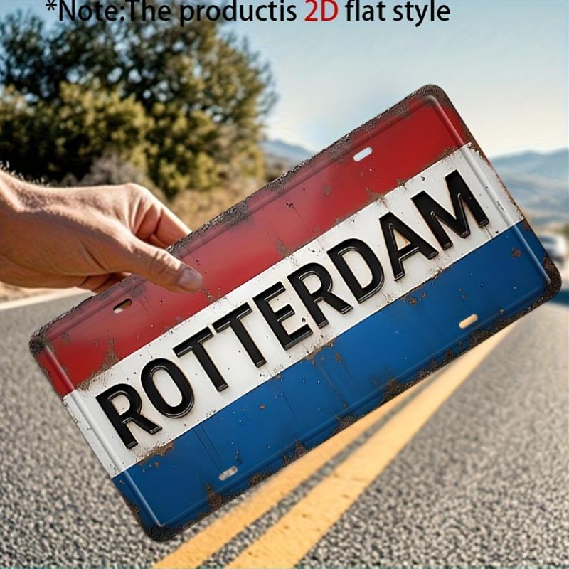 Rotterdam Netherlands Dutch Flag Retro Rustic Aluminum Tin Sign Wall Art Decor for Garage Bar Man Cave D Flat Printing Metal Po 15x30cm(5.9x7.8inch)