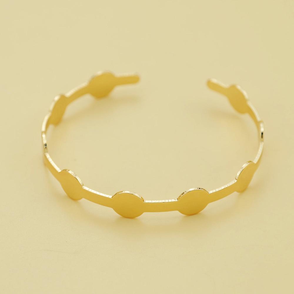 Adjustable Pure Copper Open Cuff Bracelet with Irregular Patchwork Design